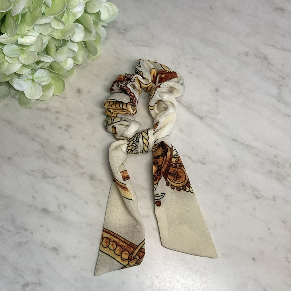 NEW Silky Bow Twilly Scrunchie With Print